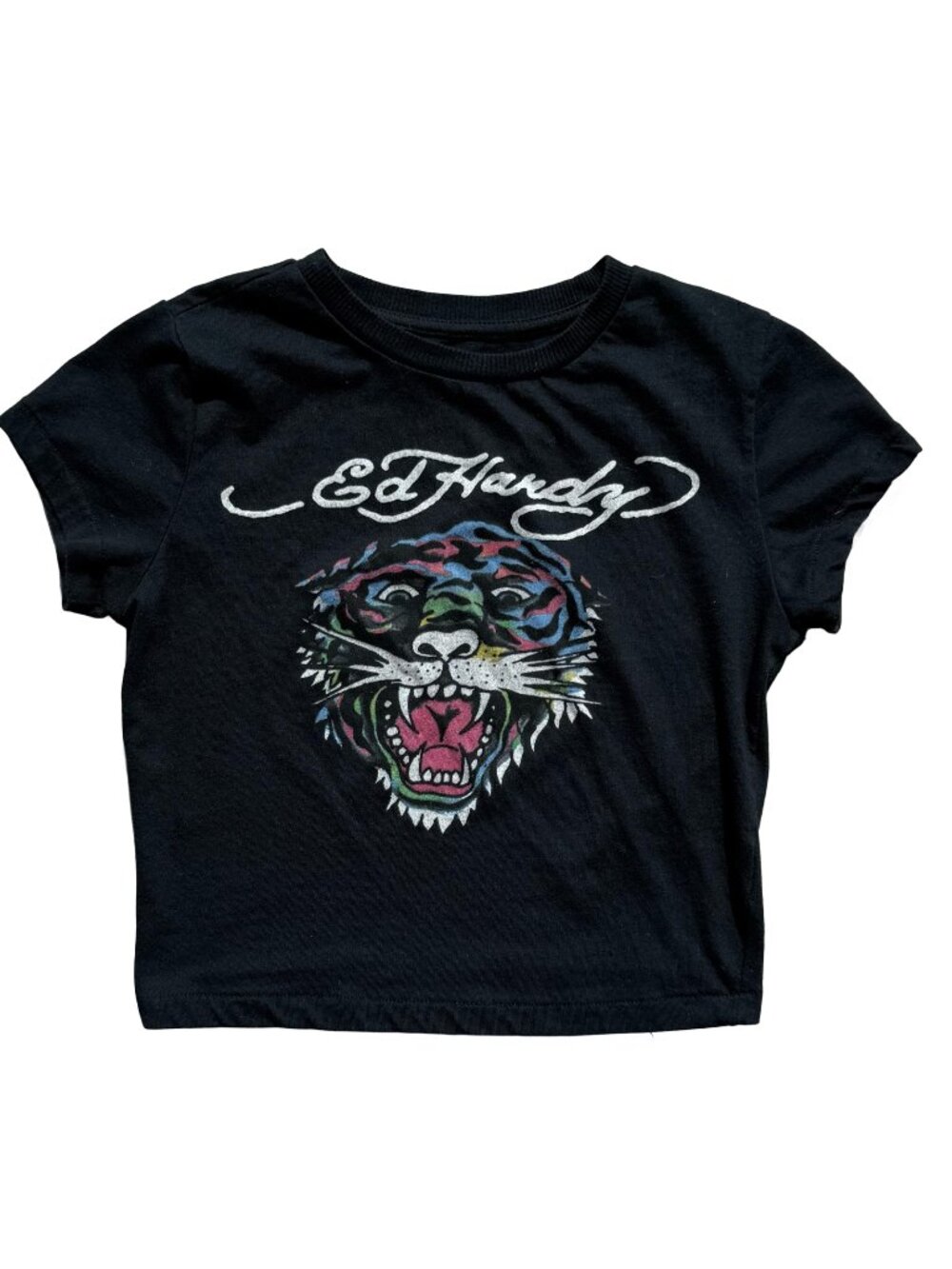 Ed Hardy Black Tiger Graphic Baby Tee S